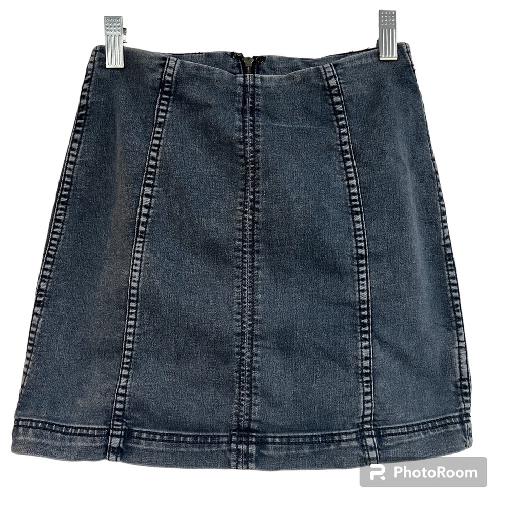 Free People Modern Femme Stretch Mini Denim Skirt Westminster Blue Jean - size 2 - Picture 2 of 7